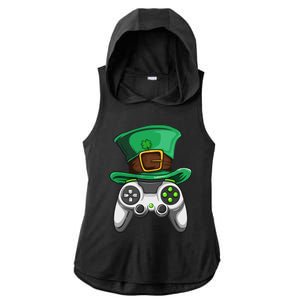 Video Gamer Controller Leprechaun Hat St. Patricks Day Boys Ladies PosiCharge Tri-Blend Wicking Draft Hoodie Tank