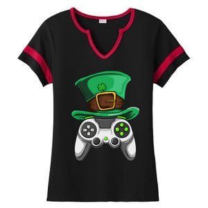 Video Gamer Controller Leprechaun Hat St. Patricks Day Boys Ladies Halftime Notch Neck Tee