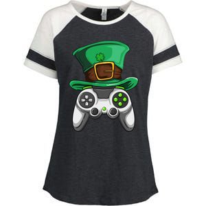 Video Gamer Controller Leprechaun Hat St. Patricks Day Boys Enza Ladies Jersey Colorblock Tee