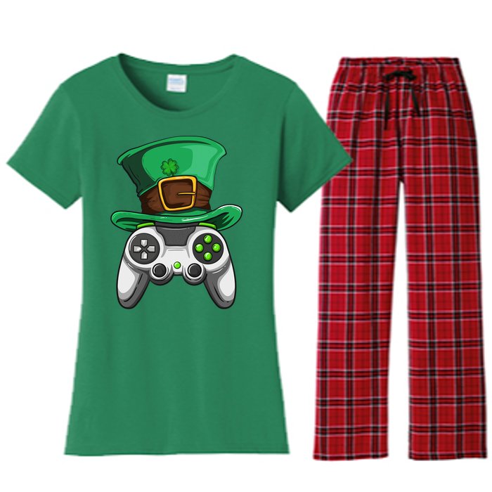 Video Gamer Controller Leprechaun Hat St. Patricks Day Boys Women's Flannel Pajama Set