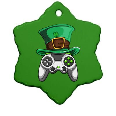 Video Gamer Controller Leprechaun Hat St. Patricks Day Boys Ceramic Star Ornament