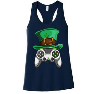 Video Gamer Controller Leprechaun Hat St. Patricks Day Boys Women's Racerback Tank