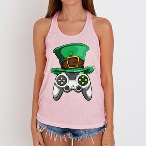 Video Gamer Controller Leprechaun Hat St. Patricks Day Boys Women's Knotted Racerback Tank