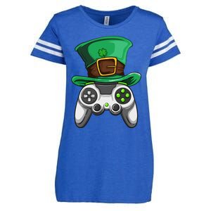 Video Gamer Controller Leprechaun Hat St. Patricks Day Boys Enza Ladies Jersey Football T-Shirt