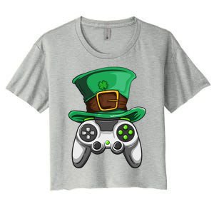 Video Gamer Controller Leprechaun Hat St. Patricks Day Boys Women's Crop Top Tee