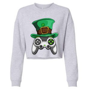 Video Gamer Controller Leprechaun Hat St. Patricks Day Boys Cropped Pullover Crew