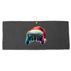 Video Game Controller Christmas Santa Hat 80s Gamer Gift Large Microfiber Waffle Golf Towel