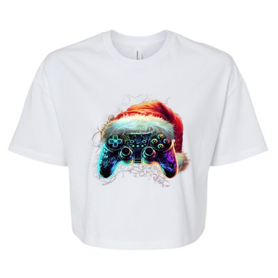 Video Game Controller Christmas Santa Hat 80s Gamer Gift Bella+Canvas Jersey Crop Tee