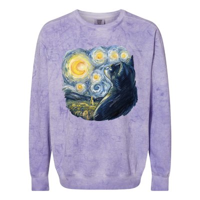 Van Gogh Cat Colorblast Crewneck Sweatshirt