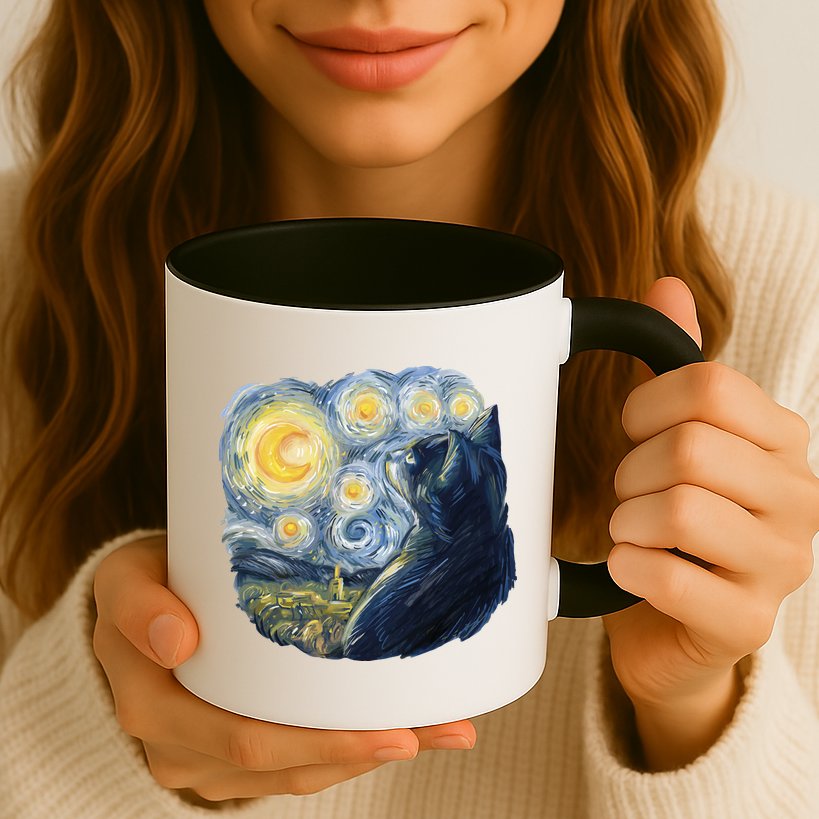 Van Gogh Cat Mug