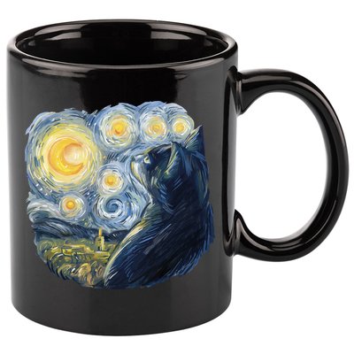 Van Gogh Cat 11oz C Handle Ceramic Mug