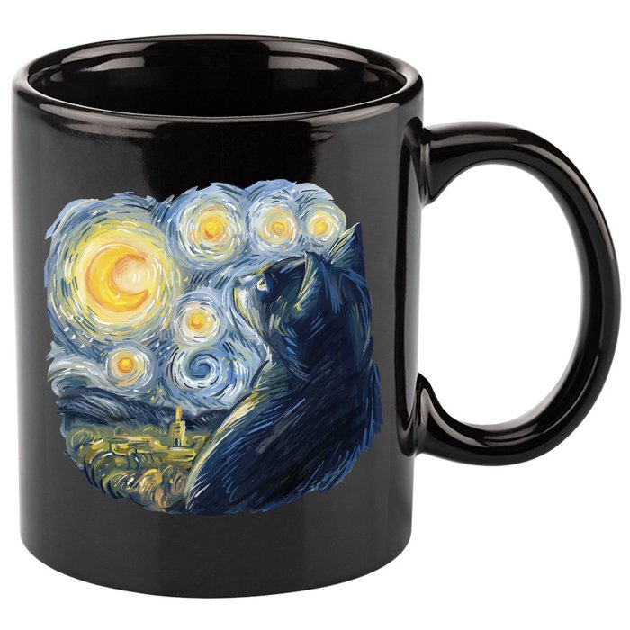 Van Gogh Cat 11oz C Handle Ceramic Mug