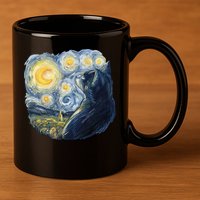 Van Gogh Cat 11oz C Handle Ceramic Mug