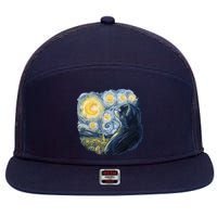 Van Gogh Cat 7 Panel Mesh Trucker Snapback Hat