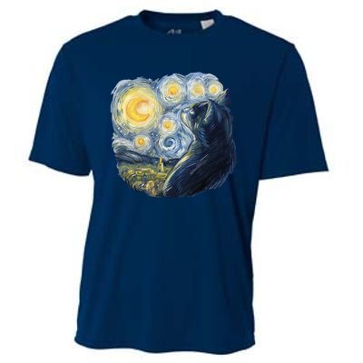 Van Gogh Cat Cooling Performance Crew T-Shirt