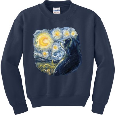 Van Gogh Cat Kids Sweatshirt