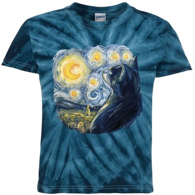 Van Gogh Cat Kids Tie-Dye T-Shirt