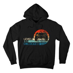 Video Game Controller Unlocked Level 13 Birthday Boy Hoodie