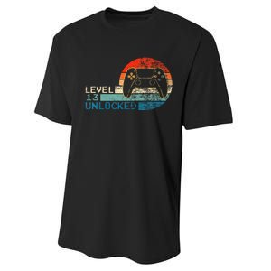 Video Game Controller Unlocked Level 13 Birthday Boy Performance Sprint T-Shirt