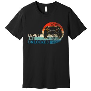 Video Game Controller Unlocked Level 13 Birthday Boy Premium T-Shirt