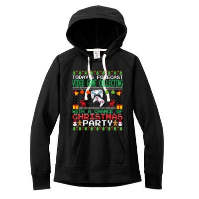 Video Game Collecting Christmas Party Video Gamer Xmas Gift Women's Fleece Hoodie