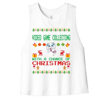 Video Game Collecting Christmas Party Video Gamer Xmas Gift Women's Racerback Cropped Tank