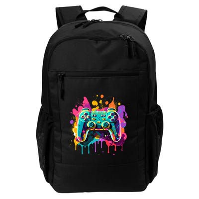 Video Game Controller Paint Splatter Colorful 90S Gaming Daily Commute Backpack