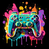 Video Game Controller Paint Splatter Colorful 90S Gaming Drawstring Bag