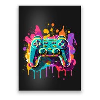 Video Game Controller Paint Splatter Colorful 90S Gaming Poster