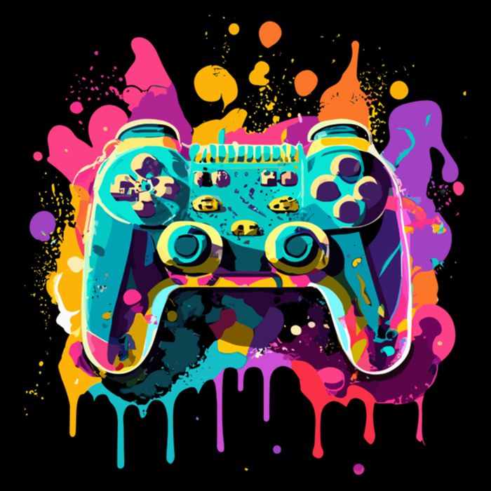 Video Game Controller Paint Splatter Colorful 90S Gaming Poster