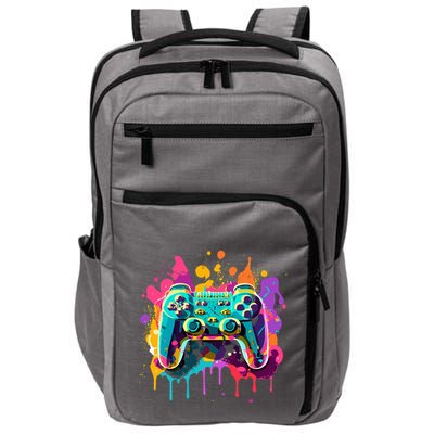 Video Game Controller Paint Splatter Colorful 90S Gaming Impact Tech Backpack