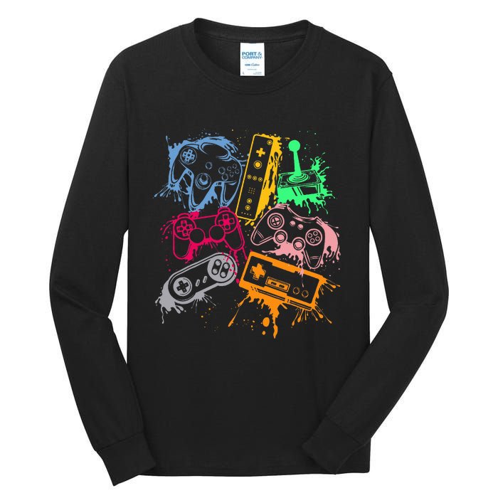 Video Game Console Controllers Retro 80's 90's Arcade Gamer  Tall Long Sleeve T-Shirt