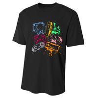 Video Game Console Controllers Retro 80's 90's Arcade Gamer  Performance Sprint T-Shirt