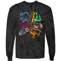 Video Game Console Controllers Retro 80's 90's Arcade Gamer  Tie-Dye Long Sleeve Shirt