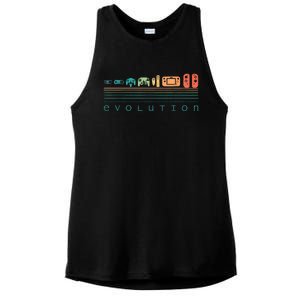 Video Game Controller Evolution 80s 90s Retro Gaming Gamer Ladies PosiCharge Tri-Blend Wicking Tank