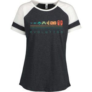 Video Game Controller Evolution 80s 90s Retro Gaming Gamer Enza Ladies Jersey Colorblock Tee