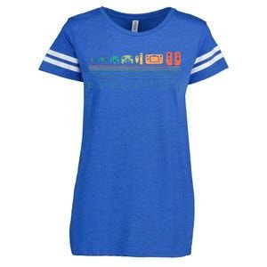 Video Game Controller Evolution 80s 90s Retro Gaming Gamer Enza Ladies Jersey Football T-Shirt