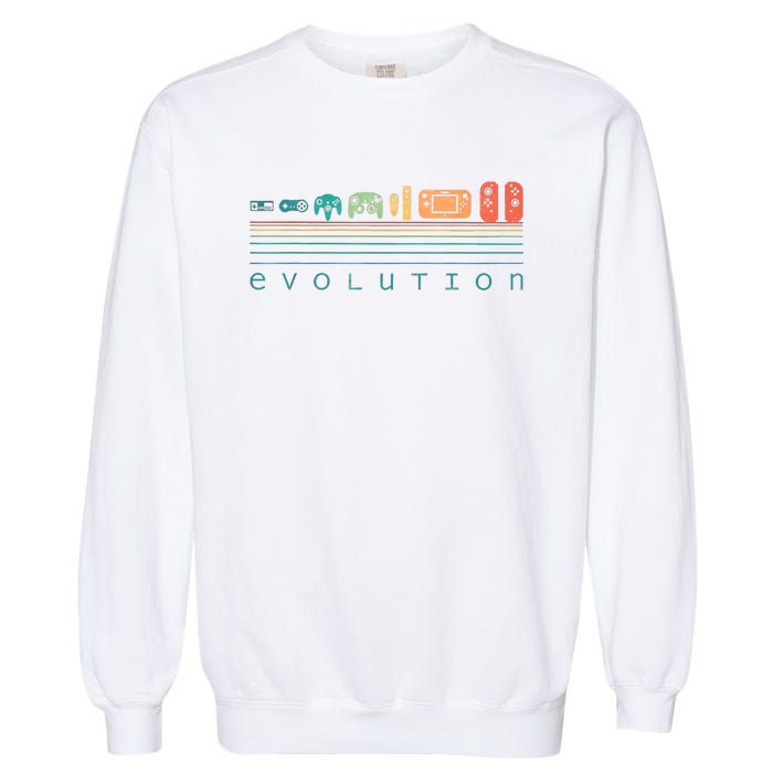 Video Game Controller Evolution 80s 90s Retro Gaming Gamer Garment-Dyed Sweatshirt