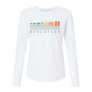 Video Game Controller Evolution 80s 90s Retro Gaming Gamer Womens Cotton Relaxed Long Sleeve T-Shirt