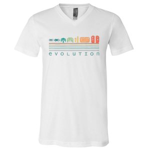 Video Game Controller Evolution 80s 90s Retro Gaming Gamer V-Neck T-Shirt