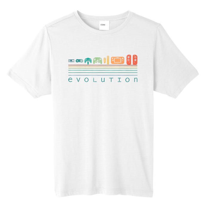 Video Game Controller Evolution 80s 90s Retro Gaming Gamer Tall Fusion ChromaSoft Performance T-Shirt