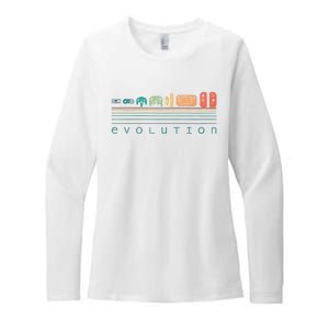 Video Game Controller Evolution 80s 90s Retro Gaming Gamer Womens CVC Long Sleeve Shirt