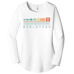 Video Game Controller Evolution 80s 90s Retro Gaming Gamer Women's Perfect Tri Tunic Long Sleeve Shirt