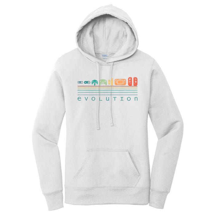 Video Game Controller Evolution 80s 90s Retro Gaming Gamer Women's Pullover Hoodie