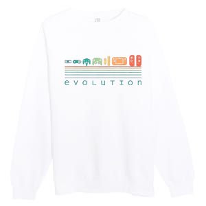 Video Game Controller Evolution 80s 90s Retro Gaming Gamer Premium Crewneck Sweatshirt