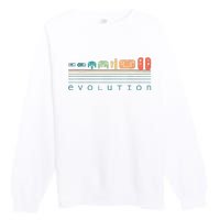 Video Game Controller Evolution 80s 90s Retro Gaming Gamer Premium Crewneck Sweatshirt