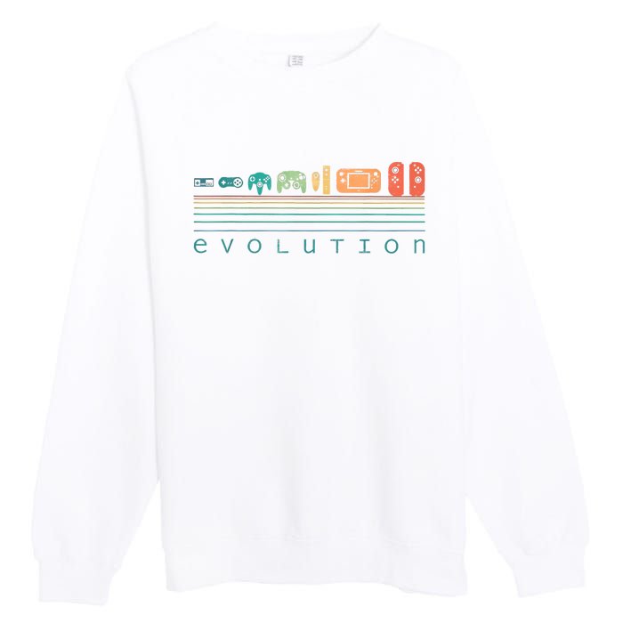 Video Game Controller Evolution 80s 90s Retro Gaming Gamer Premium Crewneck Sweatshirt