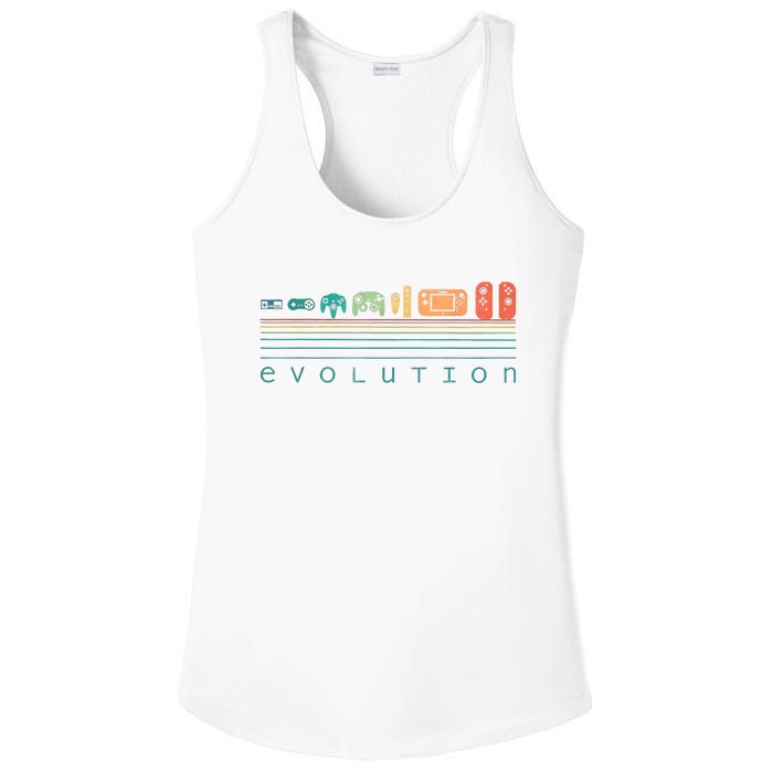 Video Game Controller Evolution 80s 90s Retro Gaming Gamer Ladies PosiCharge Competitor Racerback Tank