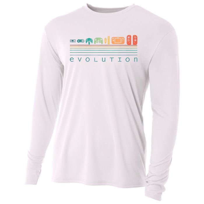 Video Game Controller Evolution 80s 90s Retro Gaming Gamer Cooling Performance Long Sleeve Crew