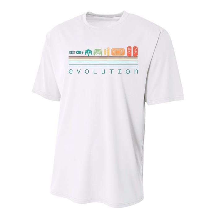 Video Game Controller Evolution 80s 90s Retro Gaming Gamer Performance Sprint T-Shirt